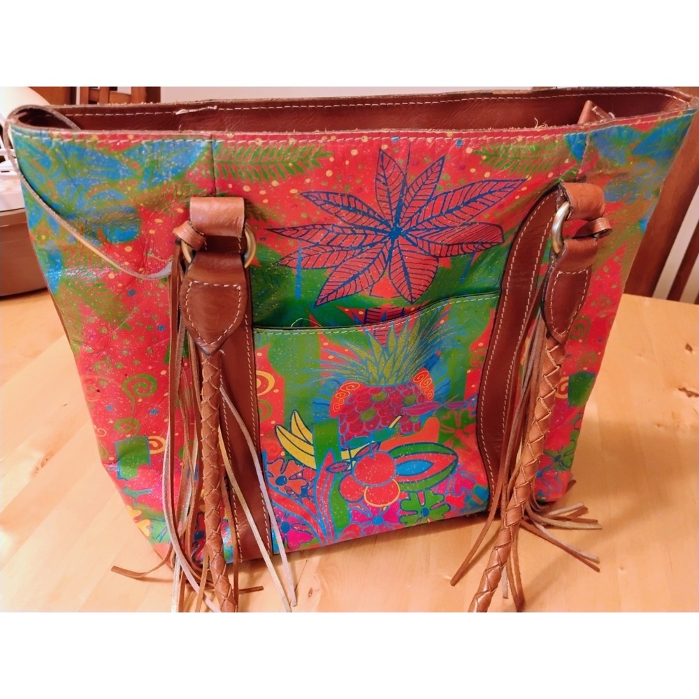 Patricia Nash RENA Tote Bag Purse Tropicana Summer Festival LEATHER Floral